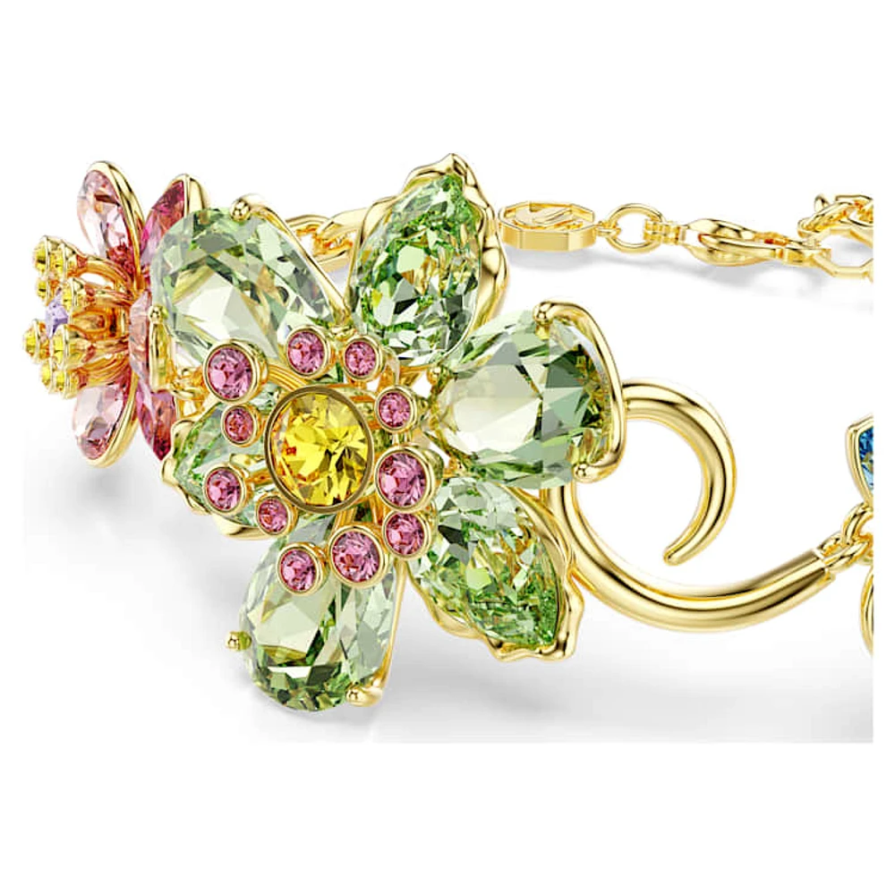 Idyllia bracelet, Mixed cuts, Flower, Multicoloured, Gold-tone plated by SWAROVSKI