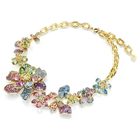 Idyllia necklace, Mixed cuts, Pavé, Flower, Multicoloured, Gold-tone plated by SWAROVSKI