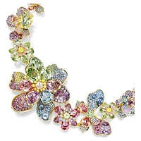 Idyllia necklace, Mixed cuts, Pavé, Flower, Multicoloured, Gold-tone plated by SWAROVSKI