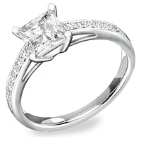 Attract ring, Pavé, White, Rhodium plated by SWAROVSKI