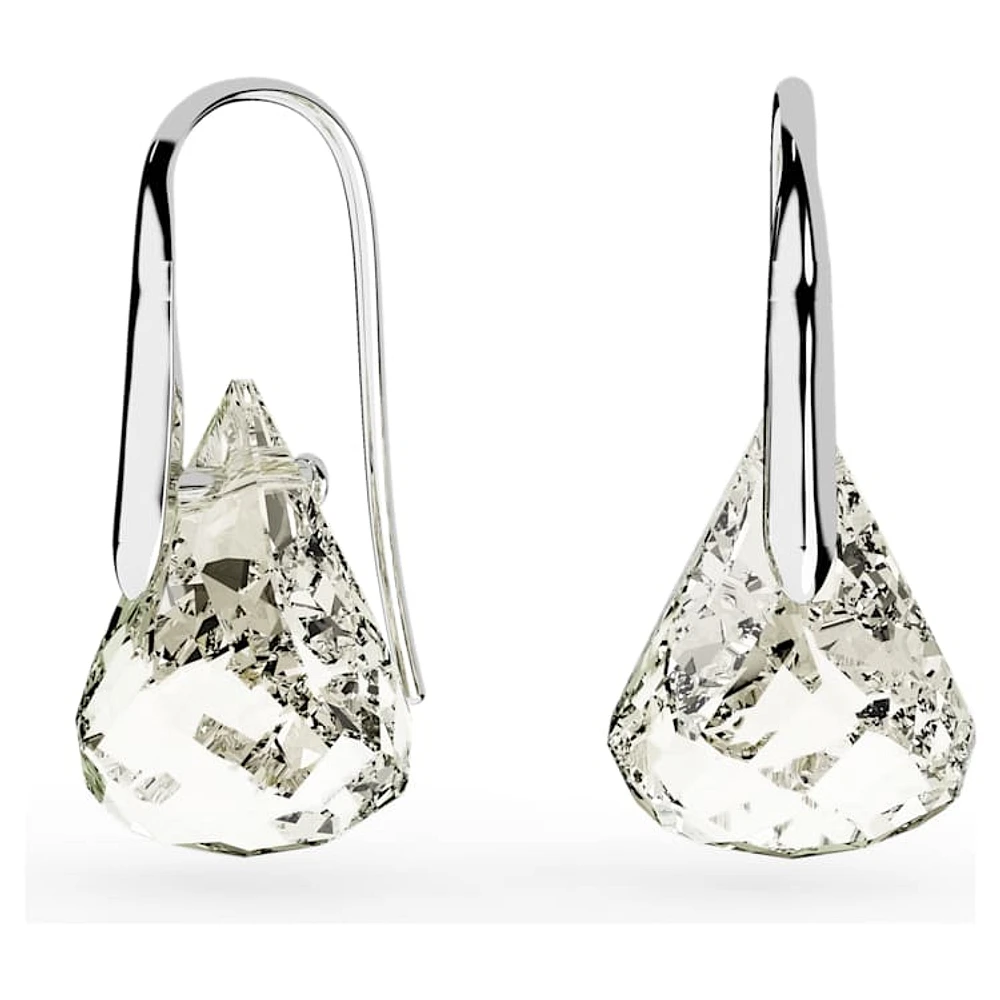 Lunar drop earrings, Grey, Rhodium plated by SWAROVSKI