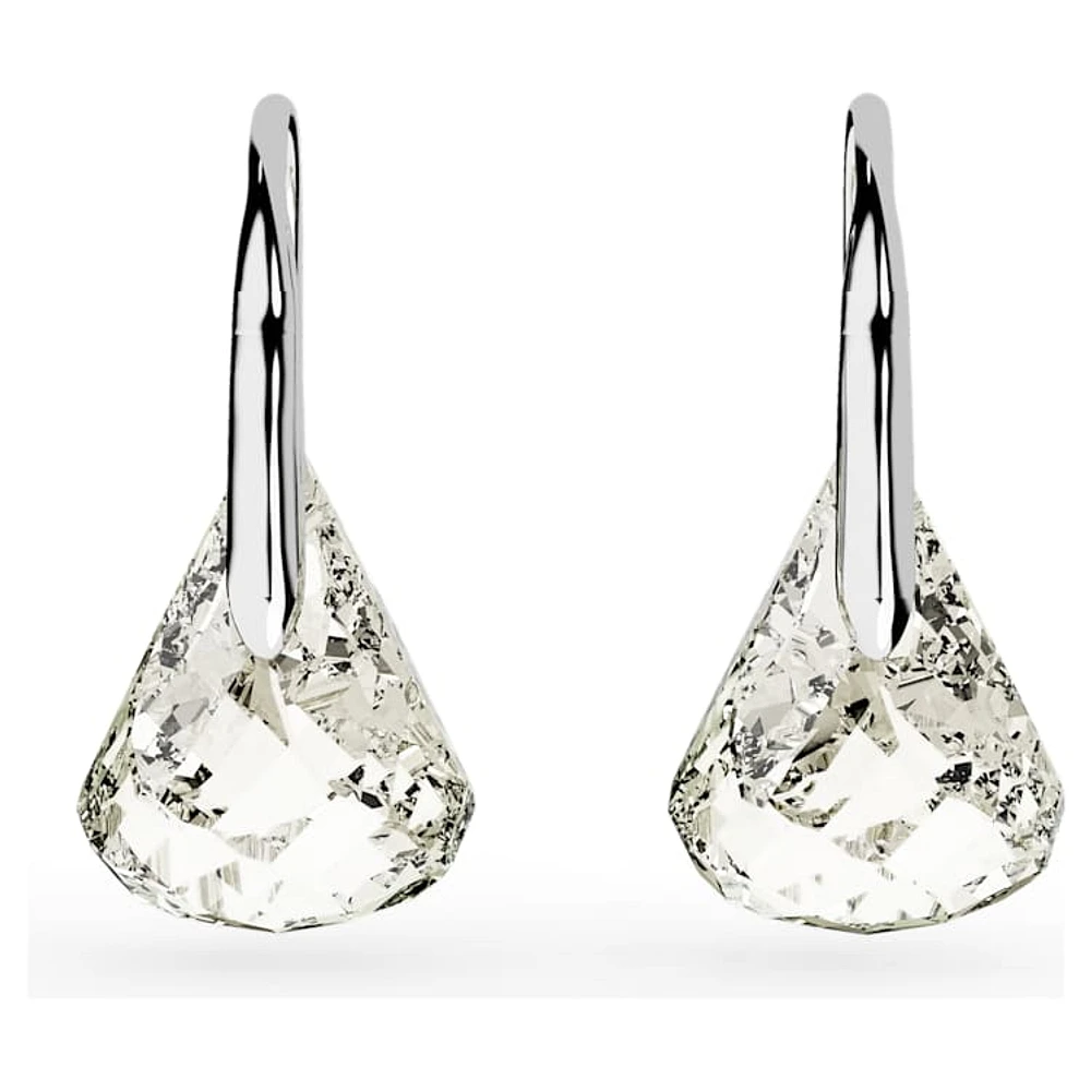 Lunar drop earrings, Grey, Rhodium plated by SWAROVSKI