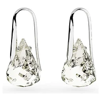 Lunar drop earrings, Grey, Rhodium plated by SWAROVSKI