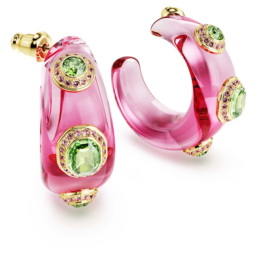 Dulcis hoop earrings, Mixed cuts, Multicoloured, Gold-tone plated by SWAROVSKI