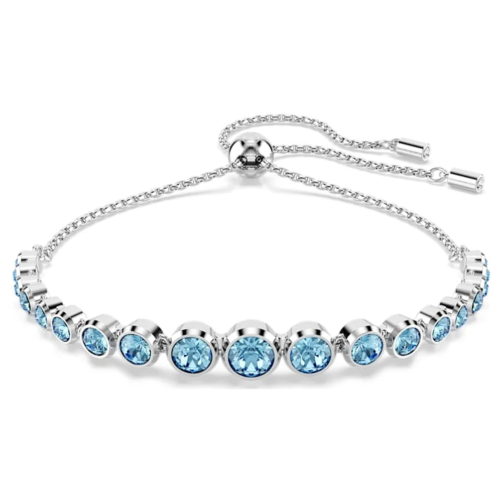 Imber Tennis bracelet, Mixed round cuts, Blue, Rhodium plated by SWAROVSKI