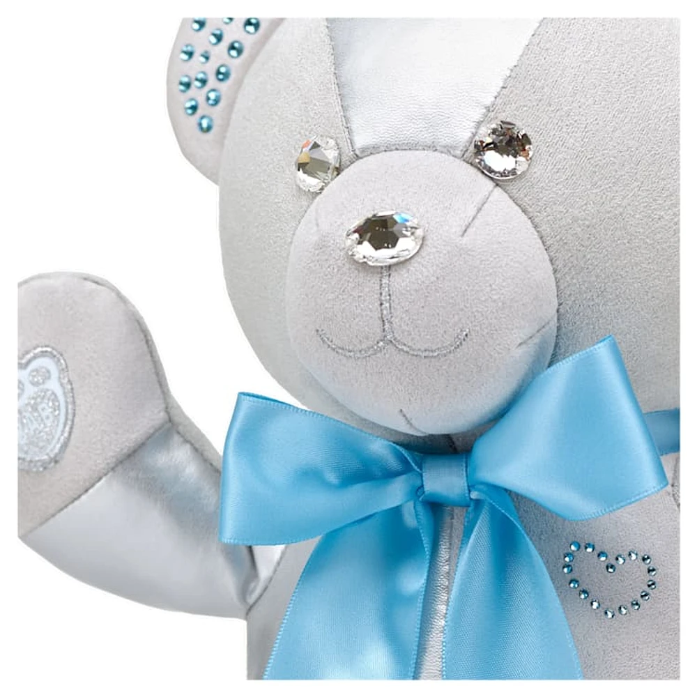 Build-A-Bear Birthstone Bear collectible, Featuring Swarovski® crystals, Teddy bear, March, Light blue by SWAROVSKI