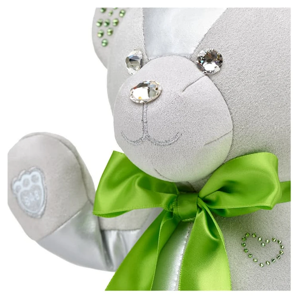 Build-A-Bear Birthstone Bear collectible, Featuring Swarovski® crystals, Teddy bear, August, Light green by SWAROVSKI