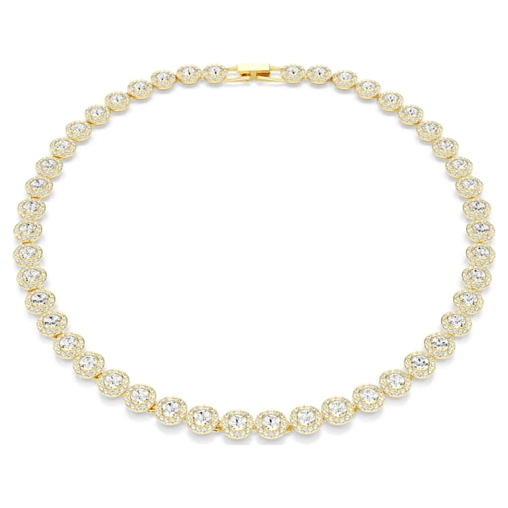 Una Angelic Tennis necklace, Round cut, White, Gold-tone plated by SWAROVSKI