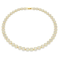 Una Angelic Tennis necklace, Round cut, White, Gold-tone plated by SWAROVSKI