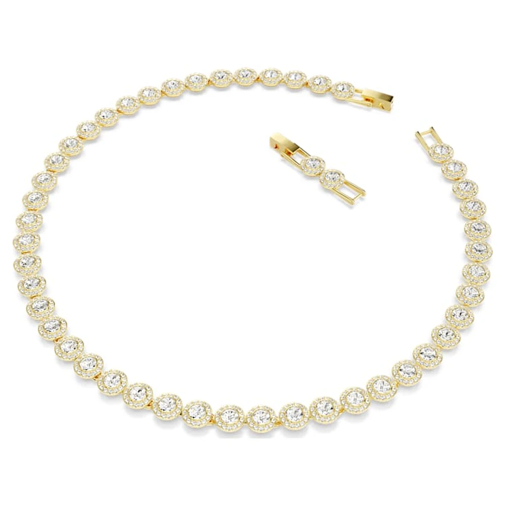 Una Angelic Tennis necklace, Round cut, White, Gold-tone plated by SWAROVSKI