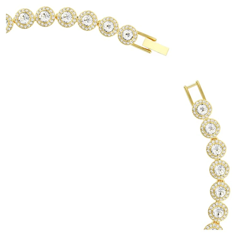 Una Angelic Tennis necklace, Round cut, White, Gold-tone plated by SWAROVSKI