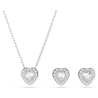 Ariana Grande x Swarovski set, Mixed cuts, Heart, White, Rhodium plated by SWAROVSKI