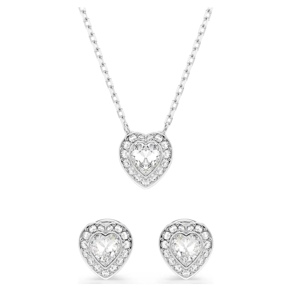 Ariana Grande x Swarovski set, Mixed cuts, Heart, White, Rhodium plated by SWAROVSKI