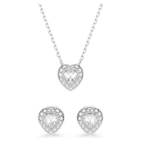 Ariana Grande x Swarovski set, Mixed cuts, Heart, White, Rhodium plated by SWAROVSKI