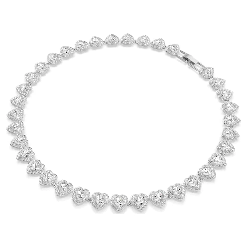 Ariana Grande x Swarovski Tennis necklace, Mixed cuts, Heart, White, Rhodium plated by SWAROVSKI