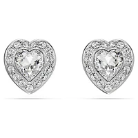 Ariana Grande x Swarovski stud earrings, Mixed cuts, Heart, White, Rhodium plated by SWAROVSKI