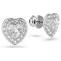 Ariana Grande x Swarovski stud earrings, Mixed cuts, Heart, White, Rhodium plated by SWAROVSKI