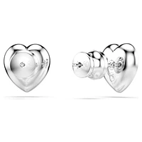 Ariana Grande x Swarovski stud earrings, Mixed cuts, Heart, White, Rhodium plated by SWAROVSKI