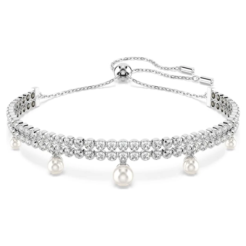 Ariana Grande x Swarovski bracelet, Crystal pearl, Round cut, White, Rhodium plated by SWAROVSKI