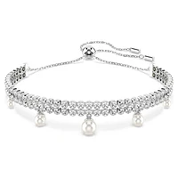 Ariana Grande x Swarovski bracelet, Crystal pearl, Round cut, White, Rhodium plated by SWAROVSKI