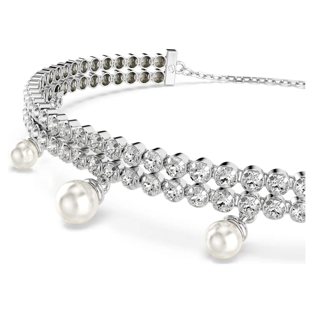 Ariana Grande x Swarovski bracelet, Crystal pearl, Round cut, White, Rhodium plated by SWAROVSKI