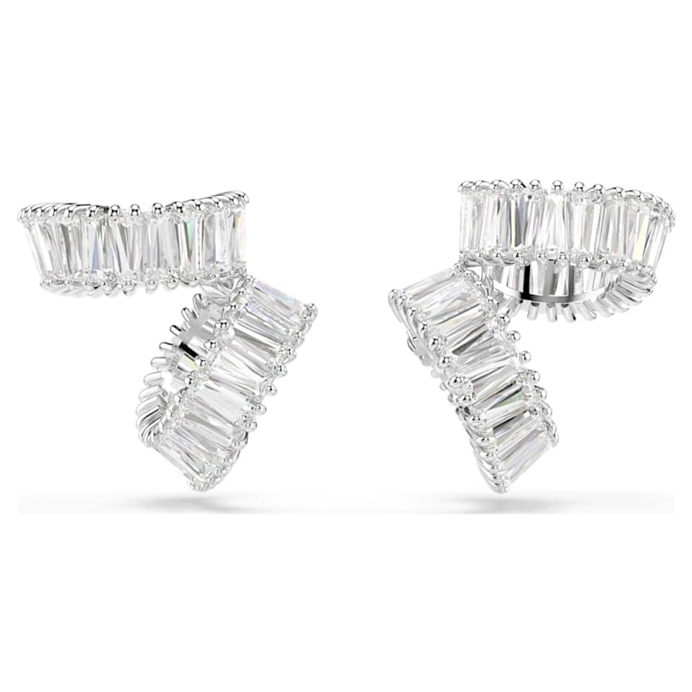 Ariana Grande x Swarovski ear cuffs, Baguette cut, White, Rhodium plated by SWAROVSKI