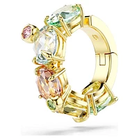 Gema ear cuff, Single, Mixed cuts, Multicoloured, Gold-tone plated by SWAROVSKI