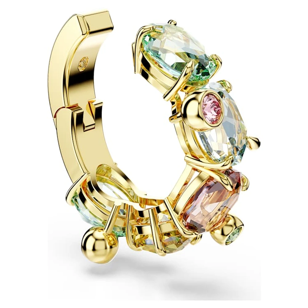 Gema ear cuff, Single, Mixed cuts, Multicoloured, Gold-tone plated by SWAROVSKI