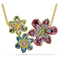 Idyllia pendant, Mixed cuts, Flower, Multicoloured, Gold-tone plated by SWAROVSKI