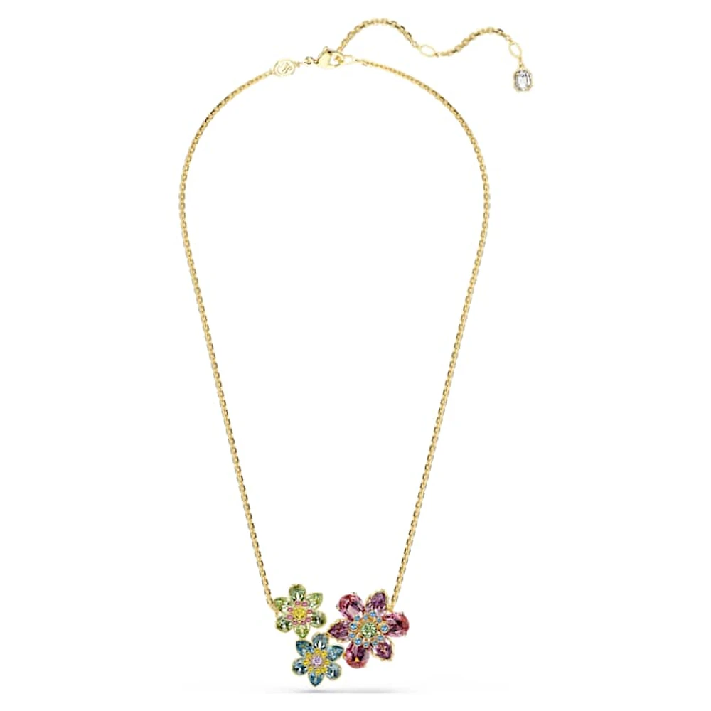 Idyllia pendant, Mixed cuts, Flower, Multicoloured, Gold-tone plated by SWAROVSKI