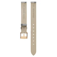 Watch strap, 12 mm (0.47") width, Leather, Silver Tone, Rose gold-tone finish by SWAROVSKI