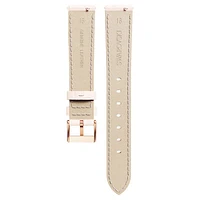 Watch strap, 16 mm (0.63") width, Leather with stitching, Pink, Rose gold-tone finish by SWAROVSKI