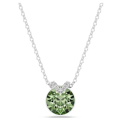 Bella V pendant, Round cut, Green, Rhodium plated by SWAROVSKI