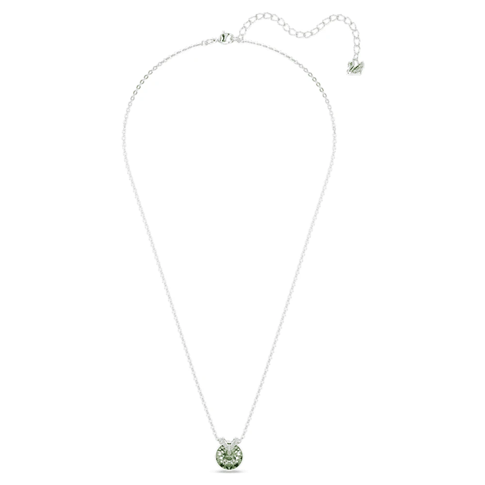 Bella V pendant, Round cut, Green, Rhodium plated by SWAROVSKI