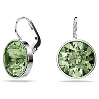 Bella drop earrings, Round cut, Green, Rhodium plated by SWAROVSKI