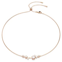 Constella necklace, Crystal pearl, Round cuts, White