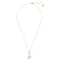 Dazzling Swan Y necklace, Swan, Pink, Rose gold-tone plated by SWAROVSKI