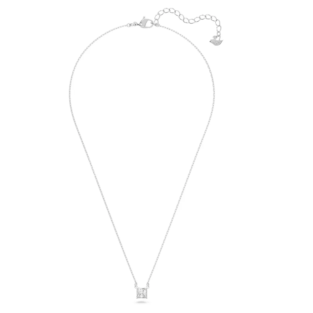 Attract necklace, Square cut, White, Rhodium plated by SWAROVSKI