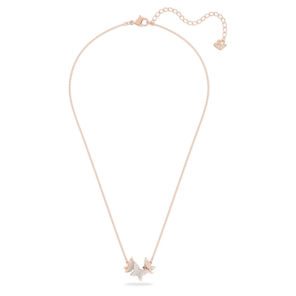Lilia Y necklace, Butterfly, White, Rhodium plated | Swarovski