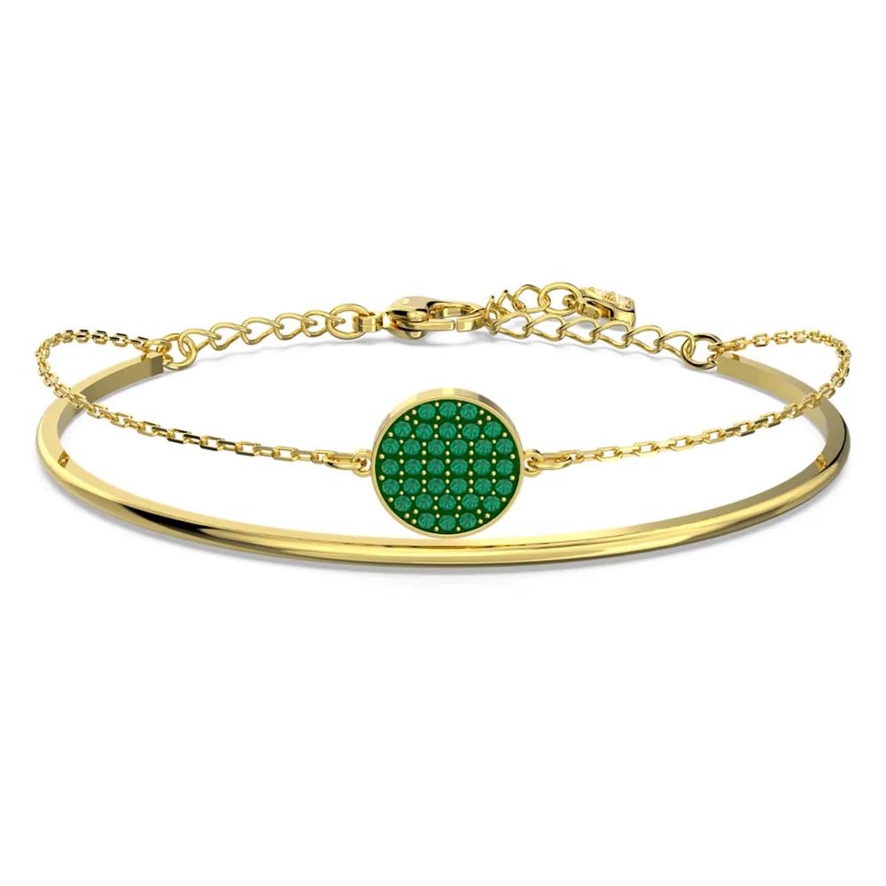 Ginger bangle, Green, Gold-tone plated by SWAROVSKI