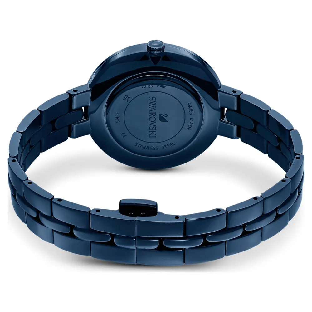 Cosmopolitan watch, Swiss Made, Metal bracelet, Blue, Blue finish by SWAROVSKI