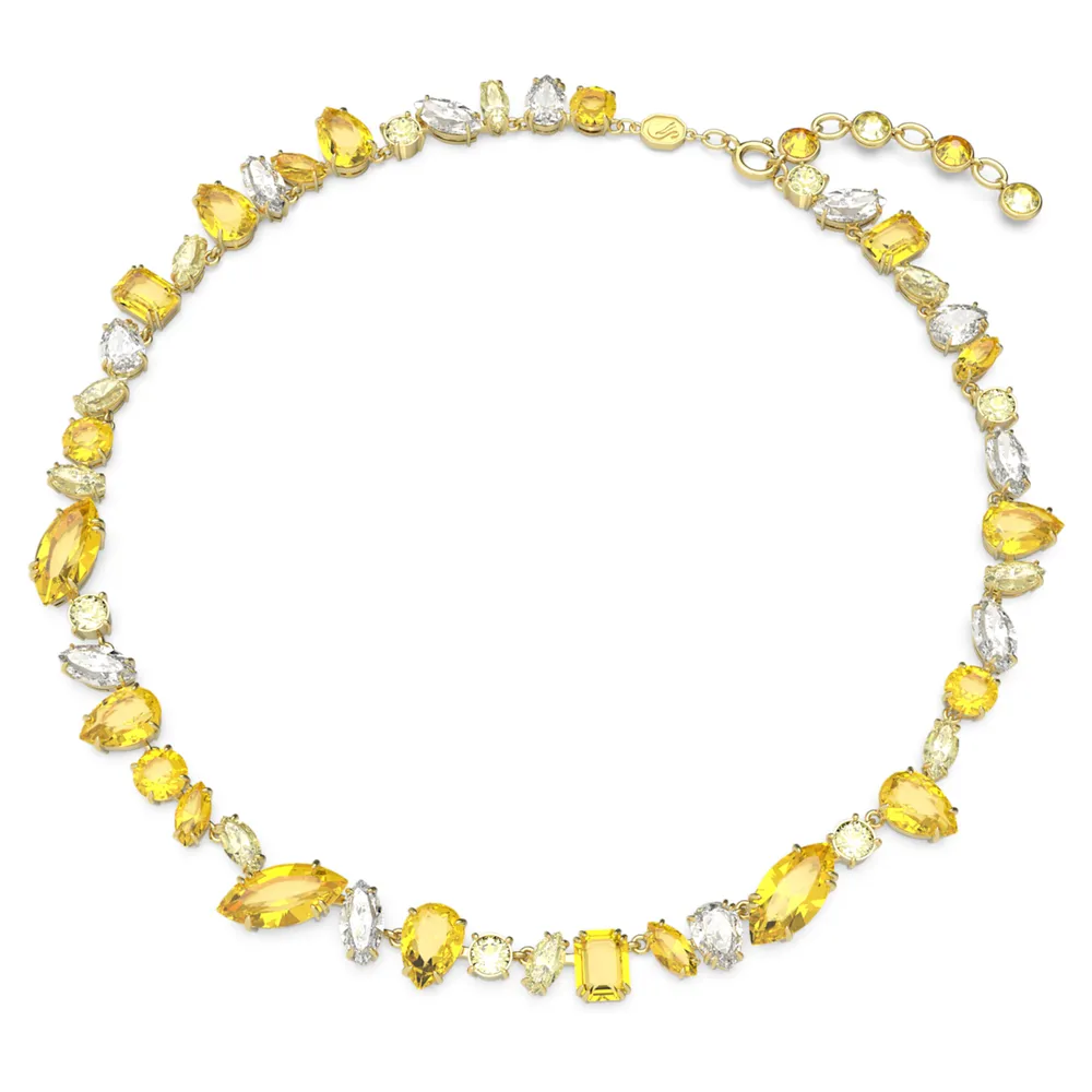 Gema necklace, Mixed cuts, Yellow, Gold-tone plated by SWAROVSKI