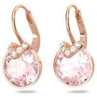 Bella V drop earrings, Round cut, Pink, Rose gold-tone plated by SWAROVSKI
