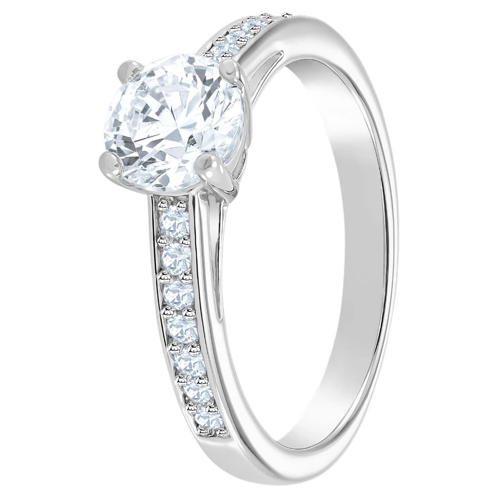 Attract ring, Round cut, Pavé, White, Rhodium plated by SWAROVSKI