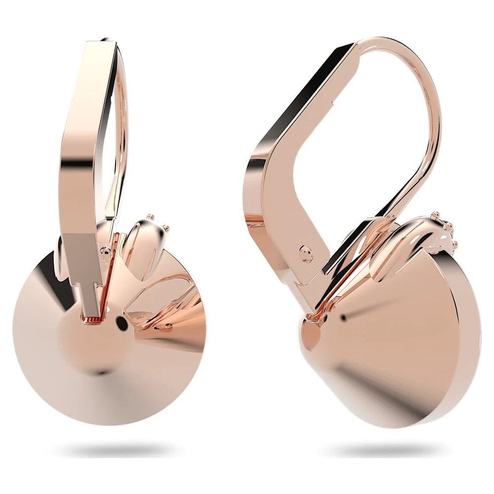 Bella V drop earrings, Round cut, Grey, Rose gold-tone plated by SWAROVSKI