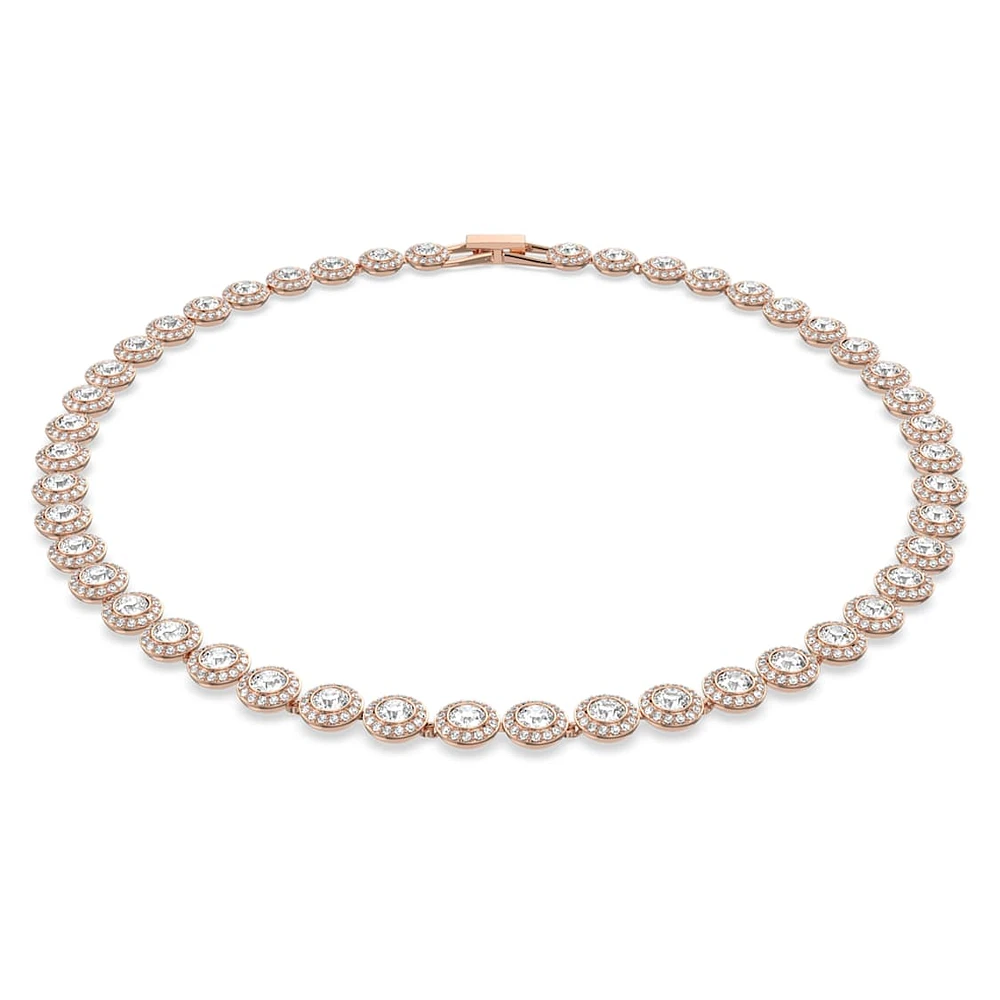 Una Angelic Tennis necklace, Round cut, Medium, White, Rose gold-tone plated by SWAROVSKI