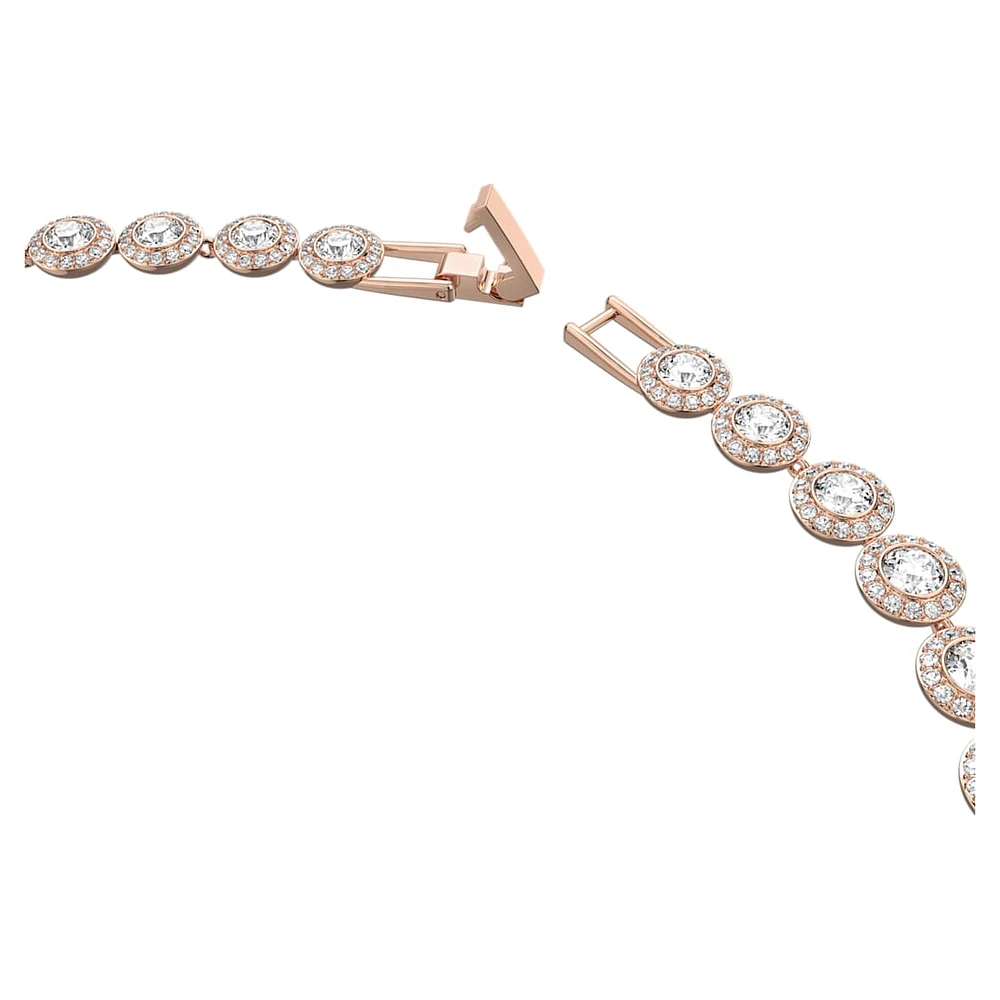 Una Angelic Tennis necklace, Round cut, Medium, White, Rose gold-tone plated by SWAROVSKI