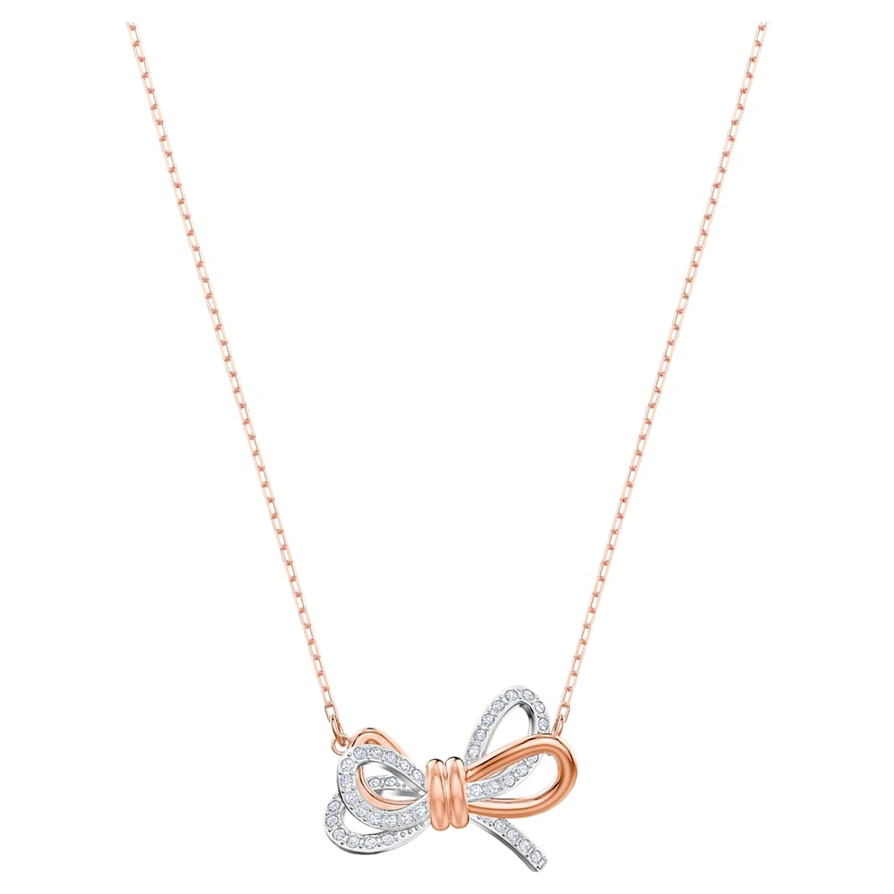 Lifelong Bow pendant, Bow, White, Mixed metal finish by SWAROVSKI