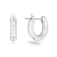 Dextera hoop earrings, Pavé, Small, White