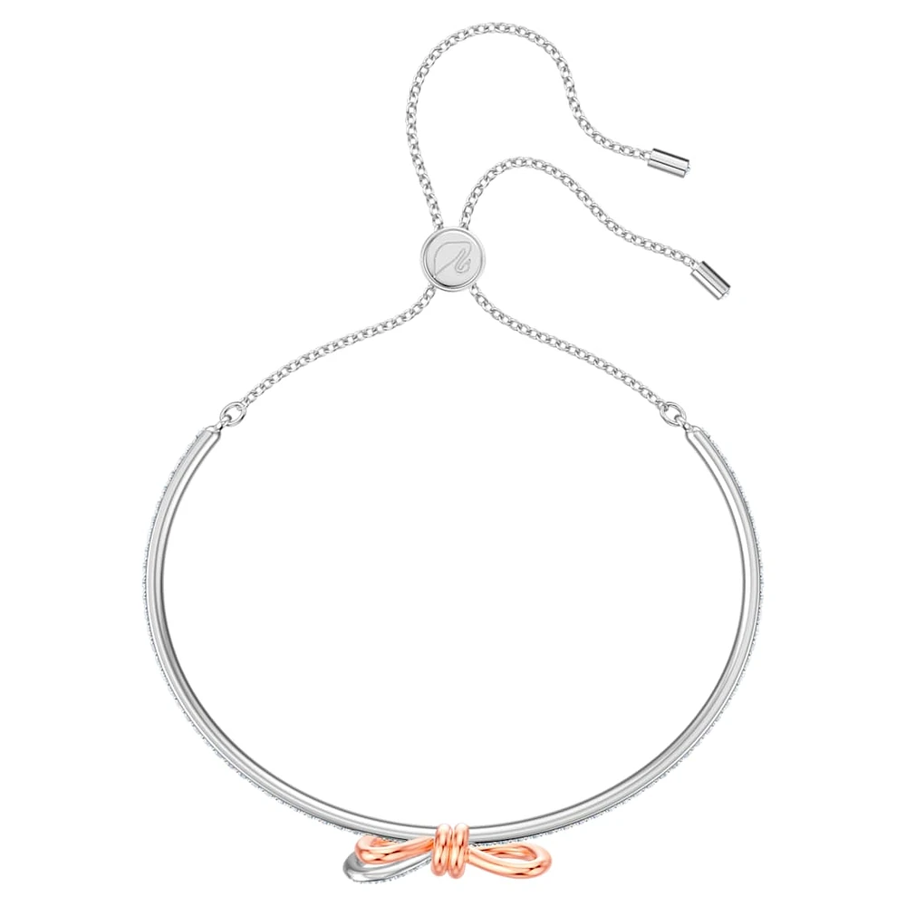 Lifelong Bow bangle, Bow, White, Mixed metal finish by SWAROVSKI